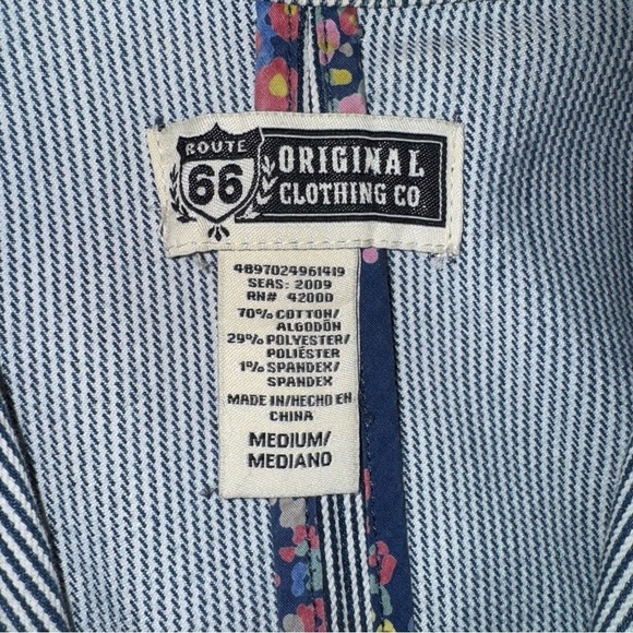 Women's Railroad Striped Blue/White Blazer Jacket Route 66 Size Med Trucker - Picture 4 of 4